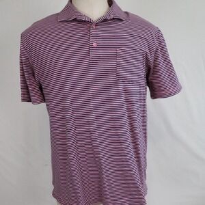 Peter Millar Polo Shirt Mens Medium Mountainside Golf Pocket Pink Short‎ Sleeve